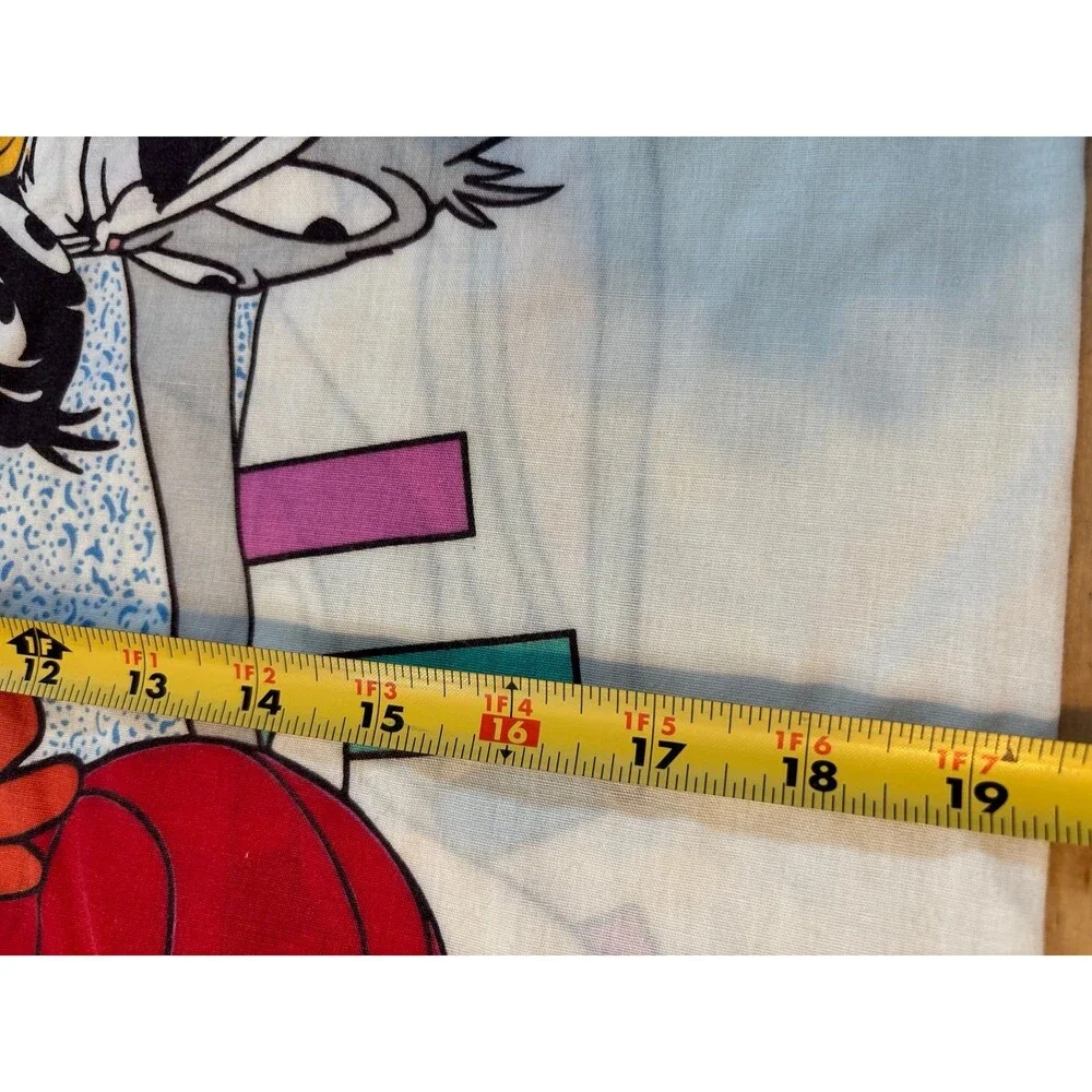 Vintage 1993 Looney Tunes Standard Pillow Case Bugs Taz Foghorn Basketball